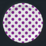 Lila und weiße Polka-Punkte Pappteller<br><div class="desc">Lila und weiße Polka-Punkte</div>