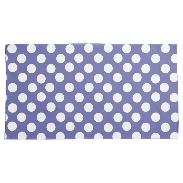 Lila und weiße Retropolka-Punkte Kissenbezug (Vorderseite-Rechts)