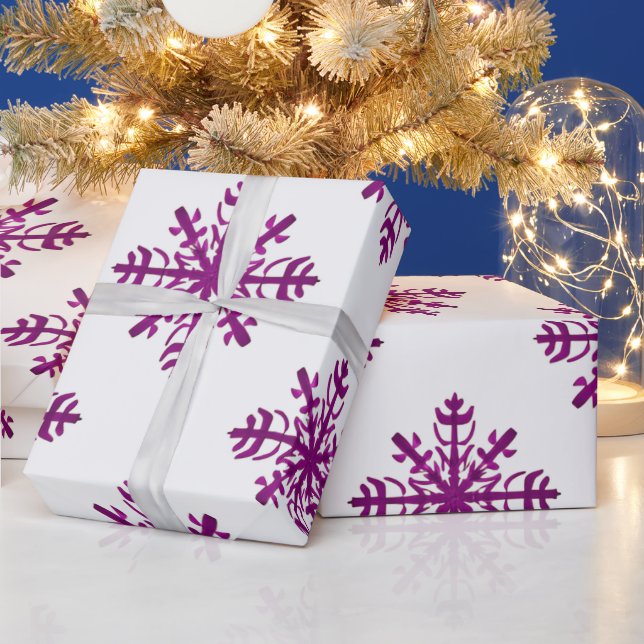 Lila und weiße Schneeflocke Weihnachten Geschenkpapier (Feiertage)