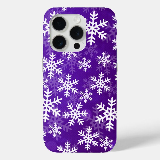 Lila und weiße Schneeflocken Case-Mate iPhone Hülle (Rückseite)