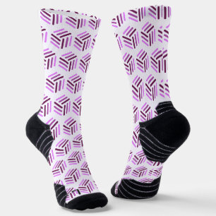 Lila und weiße Socken Hexagon Design