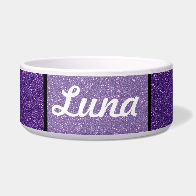 Lila und weiße Speckhaustierschüssel Napf (Vorderseite)