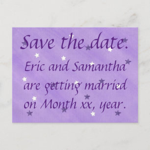 Lila und weiße Sterne Save the Date Postkarten