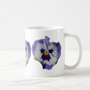 Lila und weiße Stiefmütterchen farbenfroh bläserne Kaffeetasse