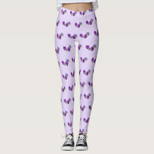 Lila und weiße Stiefmütterchen Leggings