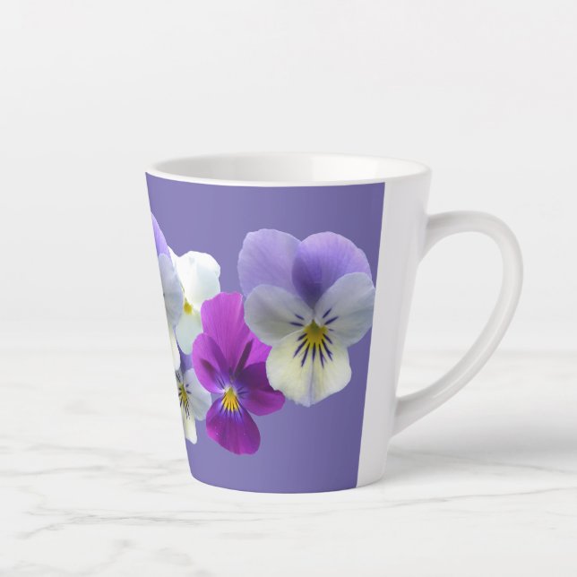 Lila und weiße Stiefmütterchen Lilac Latte Tasse (Rechts)