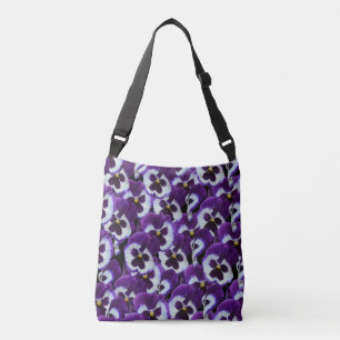 Lila und weiße Stiefmütterchen Volldrucktasche_K Tragetaschen Mit Langen Trägern