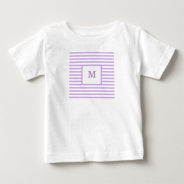 Lila und weiße Streifen Baby T-shirt (Vorderseite)