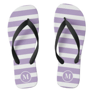 Lila und weiße Streifen F (Classic Monogram) Flip Flops