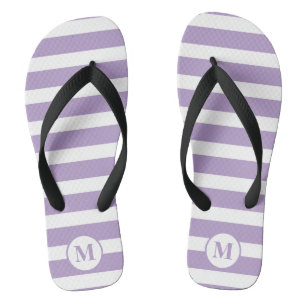 Lila und weiße Streifen für Lilac-Monogramm Flip Flops