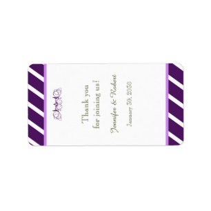 Lila und weiße Streifen Hochzeitslippe Adressaufkleber