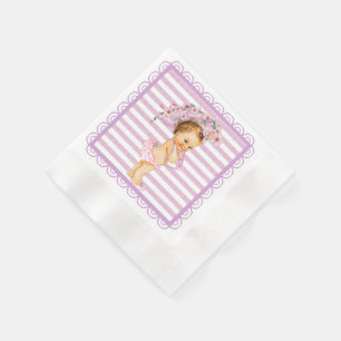 Lila und weiße Streifen-Kirschblüte Serviette