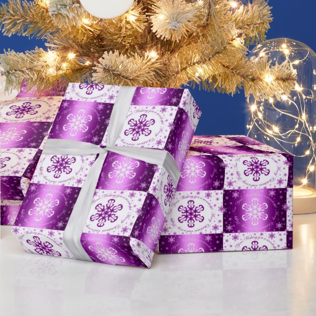 Lila und weiße Weihnachten Geschenkpapier (Feiertage)