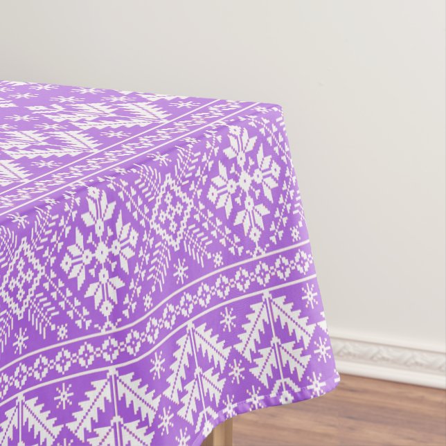 Lila und weiße Weihnachtsmesse Isle Pattern Tischdecke (Beispiel)