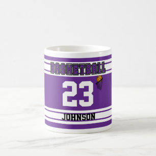 Lila und weißer Basketball Kaffeetasse
