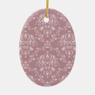 Lila und weißer Damast Keramik Ornament