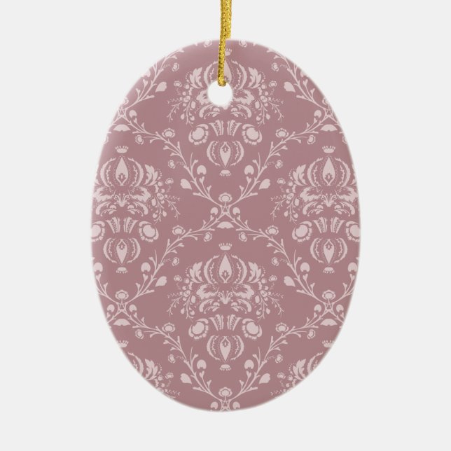 Lila und weißer Damast Keramik Ornament (Vorne)