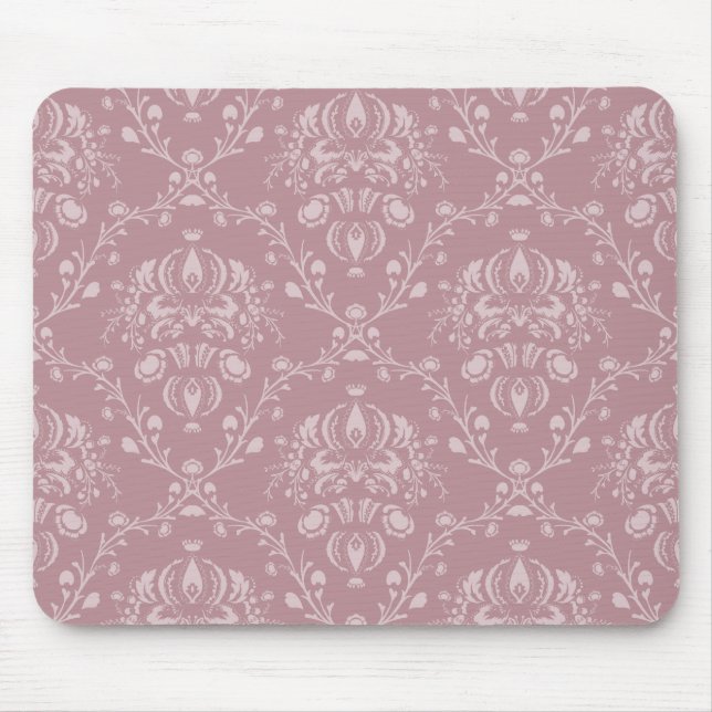 Lila und weißer Damast Mousepad (Vorne)