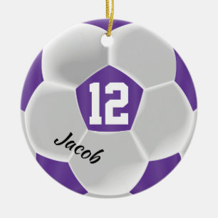 Lila und weißer Fußballball Keramik Ornament