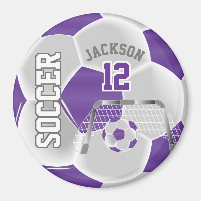 Lila und weißer Fußballball Magnet (Vorne)