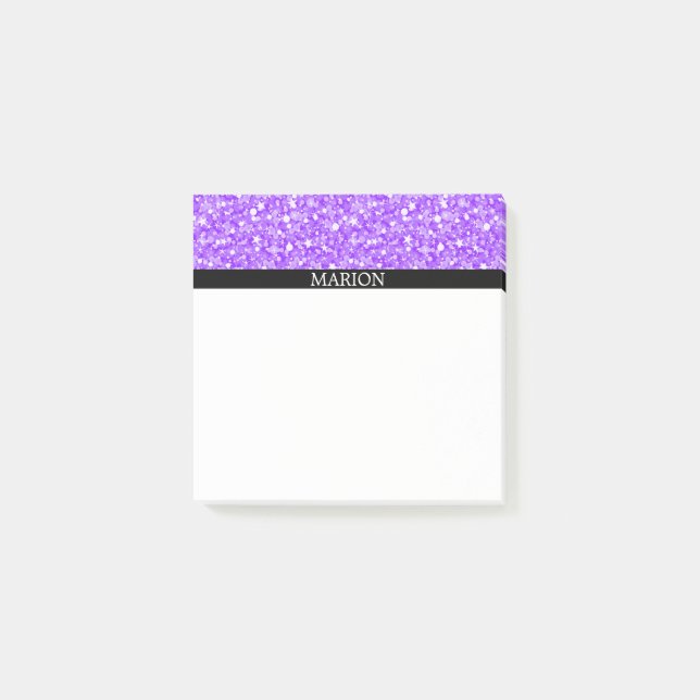 Lila und weißer Glitzer Post-it Klebezettel (Vorderseite)
