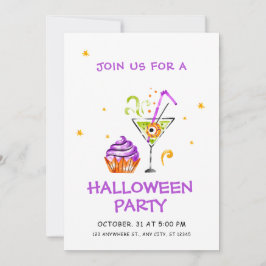 Lila und weißer griechischer Halloween Einladung