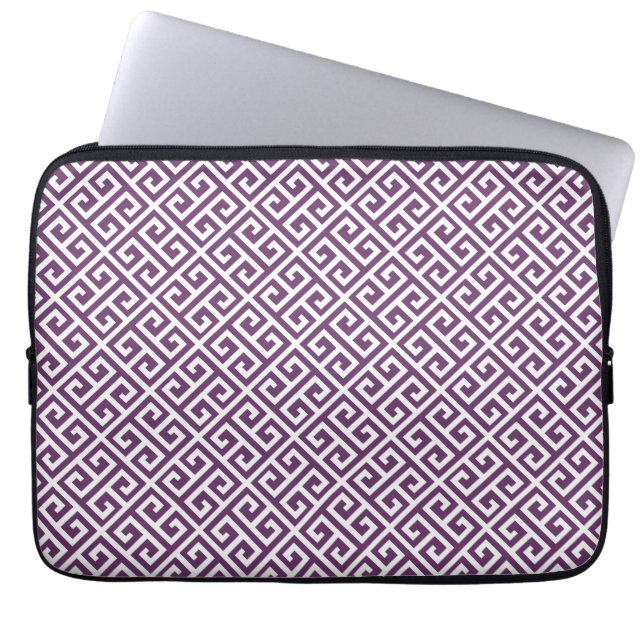 Lila und weißer griechischer Laptop-Sieb Laptopschutzhülle (Vorderseite)