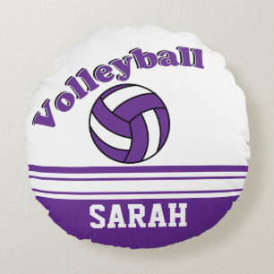 Lila und weißer Name des Volleyball-  DIY Rundes Kissen