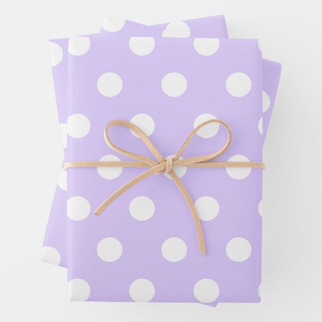 Lila und weißer Polka-Dot Geschenkpapier Set (Beispiel)
