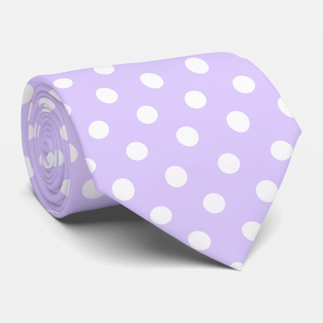 Lila und weißer Polka-Dot Krawatte (Gerollt)