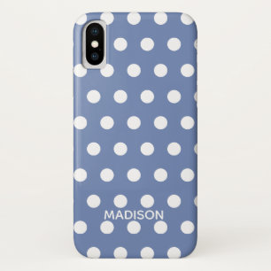 Lila und weißer Polka-Punkt Personalisierter Name Case-Mate iPhone Hülle
