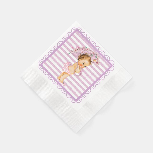 Lila und weißer Streifen Kirschblossom Serviette (Ecke)
