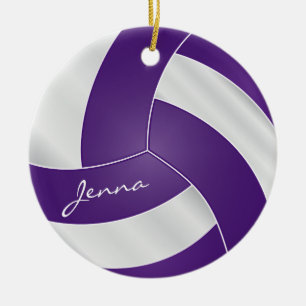 Lila und weißer Volleyball 2  DIREKT Keramikornament