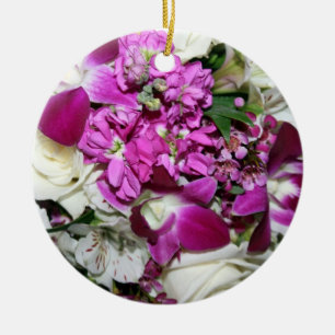 Lila und weißes Blumen-Anordnungs-Foto Keramikornament