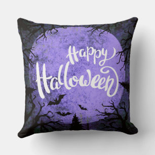 Lila und weißes einfaches Halloween Kissen