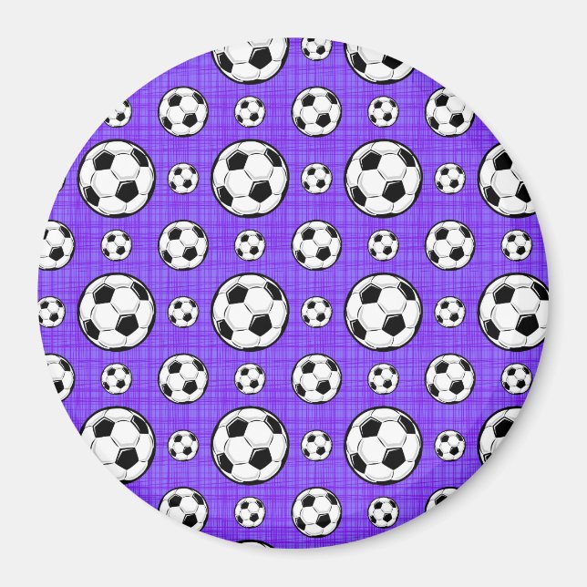 Lila und weißes Fußballball-Muster Magnet (Vorne)