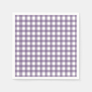 Lila und weißes Gingham-Muster Serviette