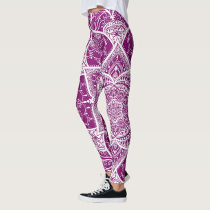 Lila und weißes Mandala - Loergann in Dahlia Leggings