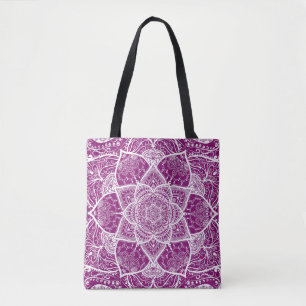 Lila und weißes Mandala - Loergann in Dahlia Tasche
