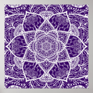 Lila und weißes Mandala - Loergano, Boysenberry Poster