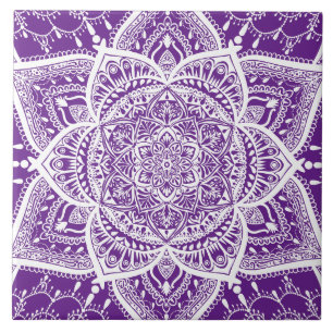 Lila und weißes Mandala - Loergano Fliese