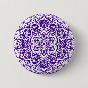 Lila und weißes Mandala - Loergano im Tintenfisch Button