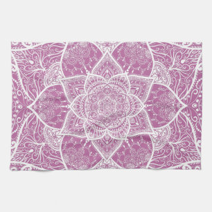 Lila und weißes Mandala - Loergano in Clover Geschirrtuch
