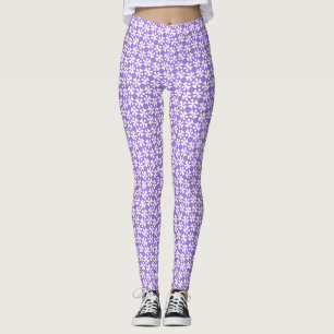 Lila und weißes modernes geometrisches Blumenmuste Leggings