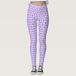 Lila und weißes modernes geometrisches Blumenmuste Leggings