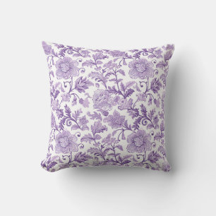 Lila und weißes Paisley Muster Kissen