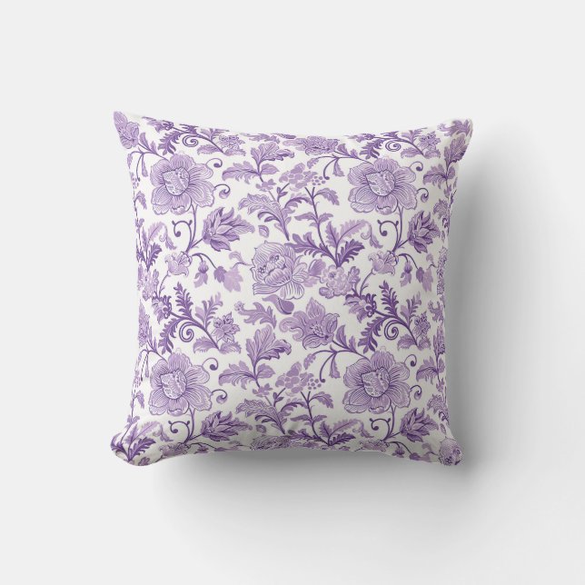 Lila und weißes Paisley Muster Kissen (Vorderseite)