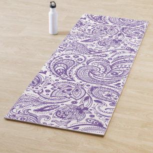 Lila und weißes Paisley-Muster Yogamatte