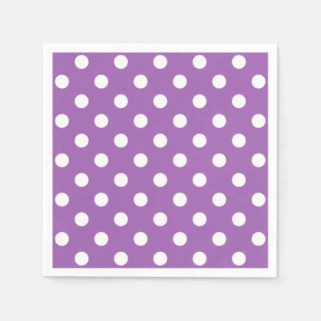 Lila und weißes Polka-Dottern-Muster Serviette (Vorderseite)