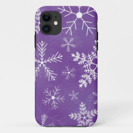 Lila und weißes Schneeflocke-Muster iPhone 11 Hülle
